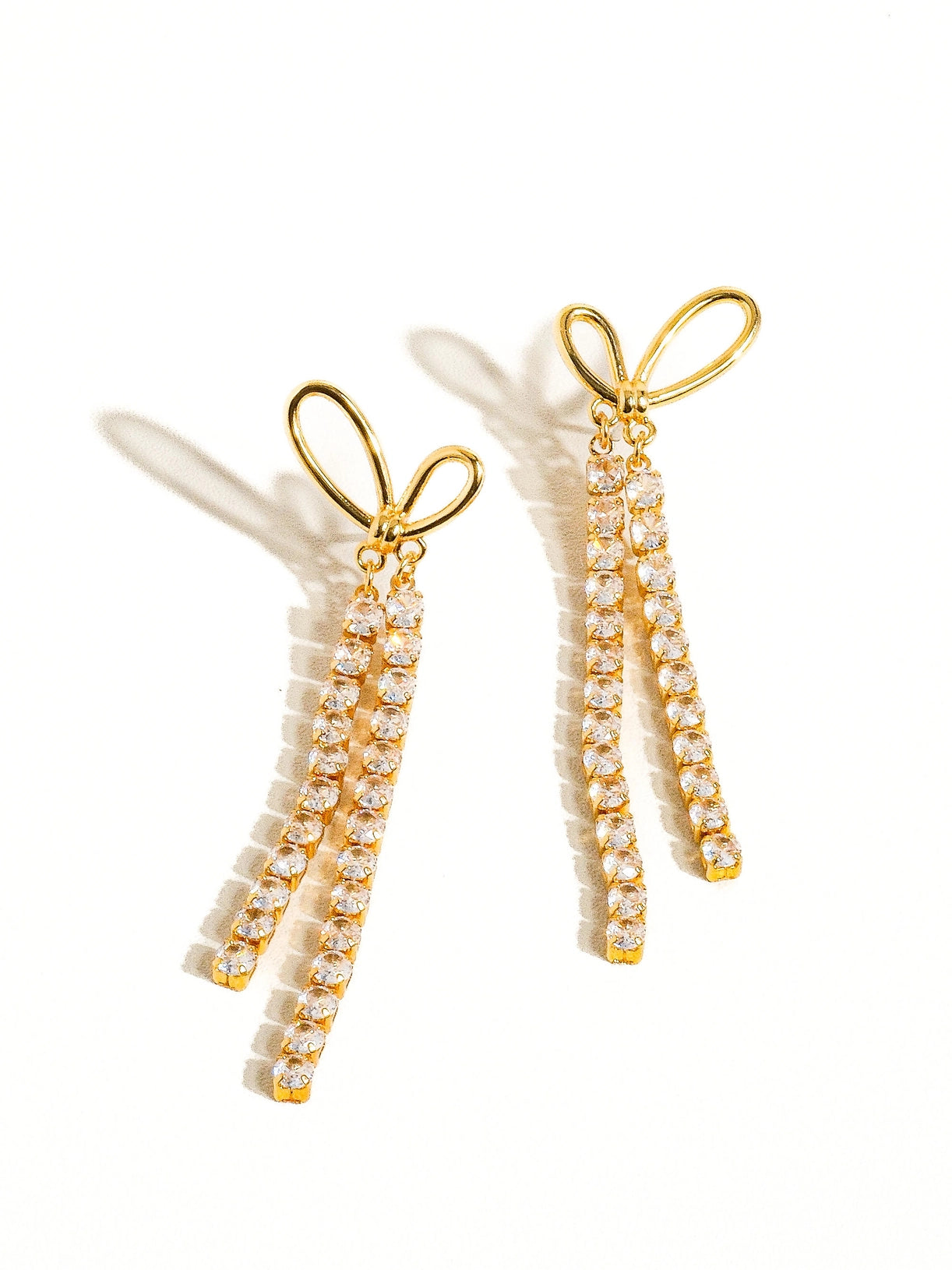 CZ Bow Drop Earrings