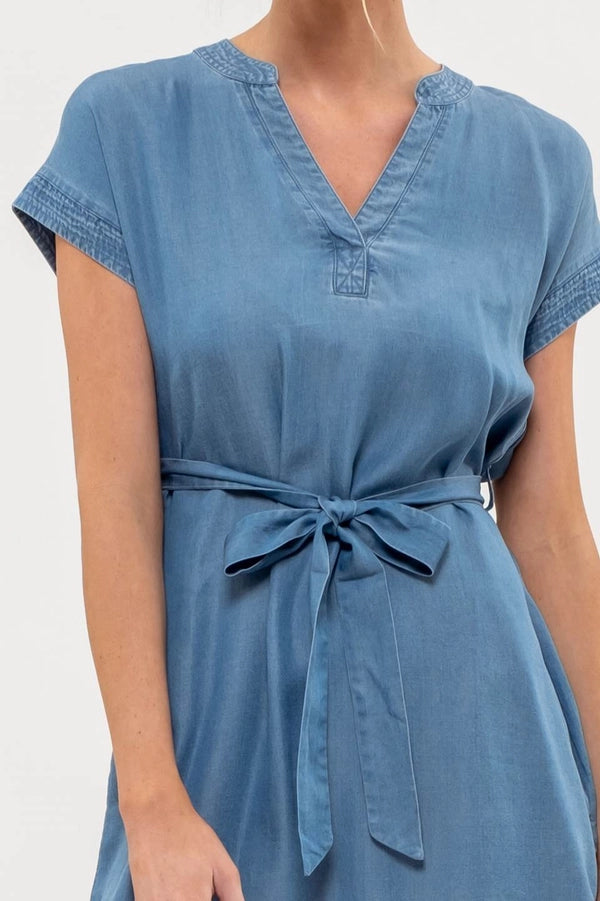 Belted Chambray Dress