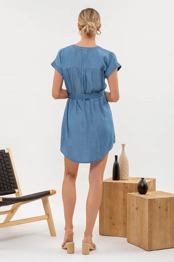 Belted Chambray Dress