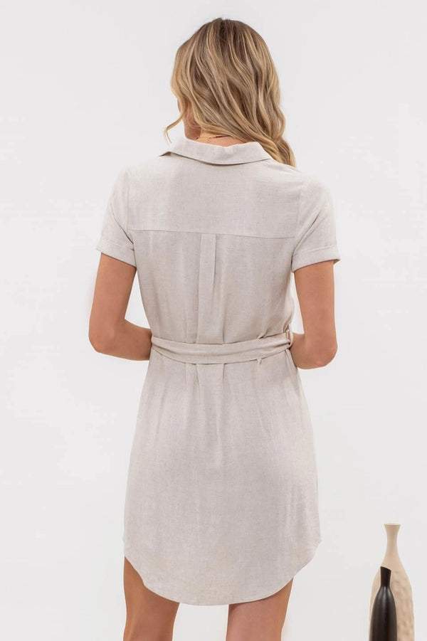 Belted Linen Dress