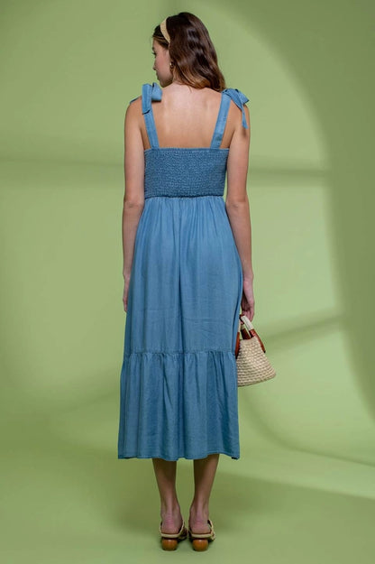 Smocked Chambray Dress