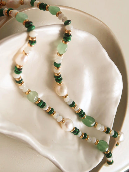 Boho Pearl + Beaded Necklace