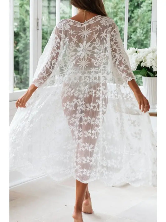 Floral Embroidered Kimono
