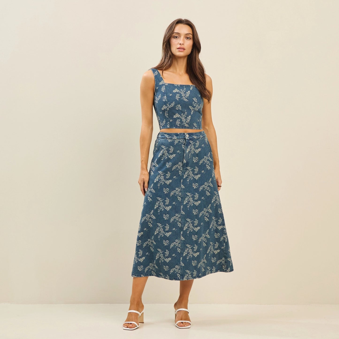 Mabel Floral Denim Skirt