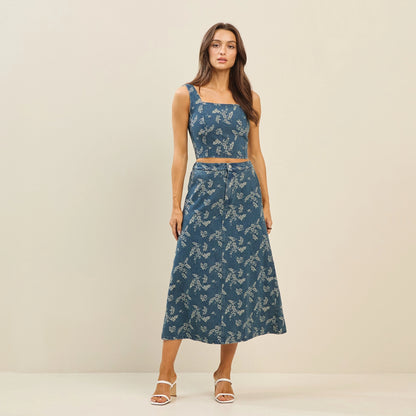 Mabel Floral Denim Skirt