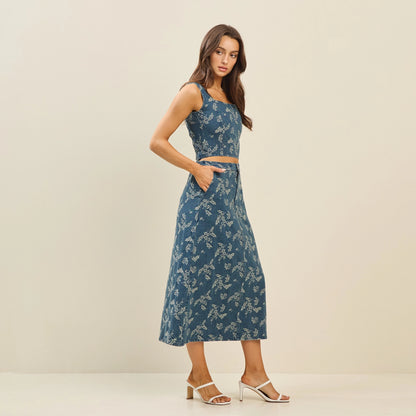 Mabel Floral Denim Skirt