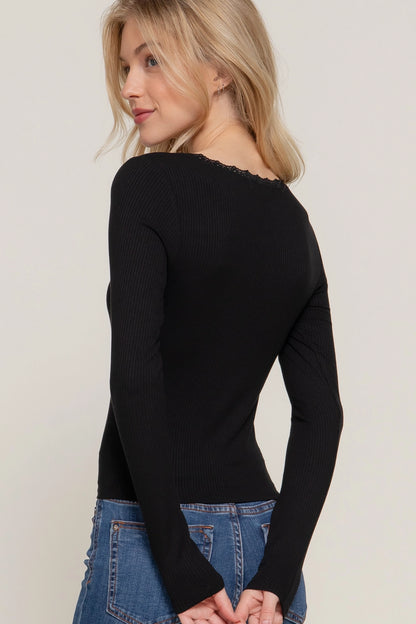 Lace Trim L/S Basic