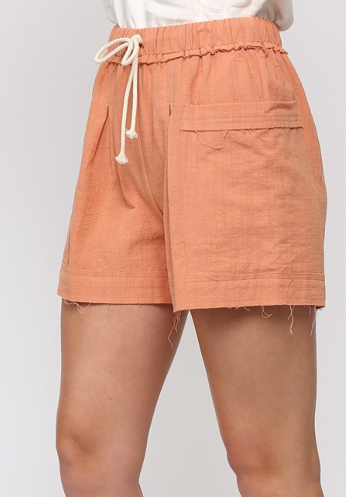 Casual Cotton Frayed Shorts