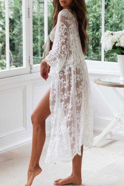 Floral Embroidered Kimono
