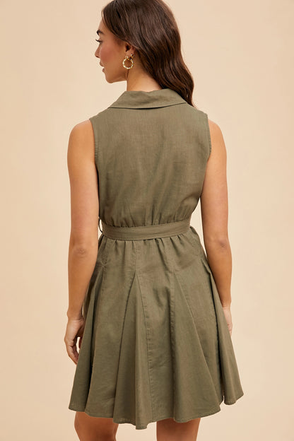 Lapel Flare Belted Dress