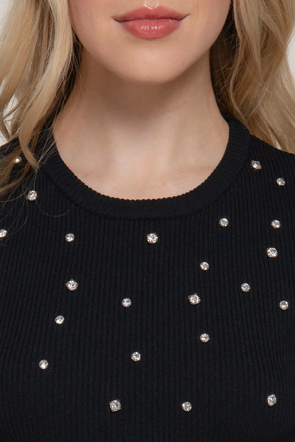 Rhinestone Knit Top
