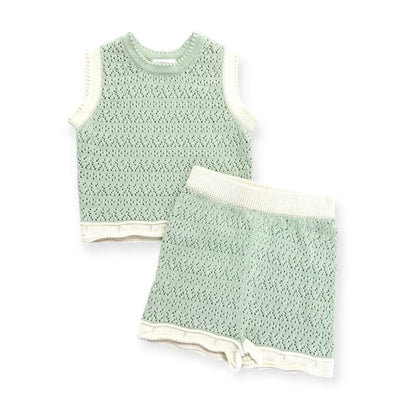 Sage Knit Shorts Set