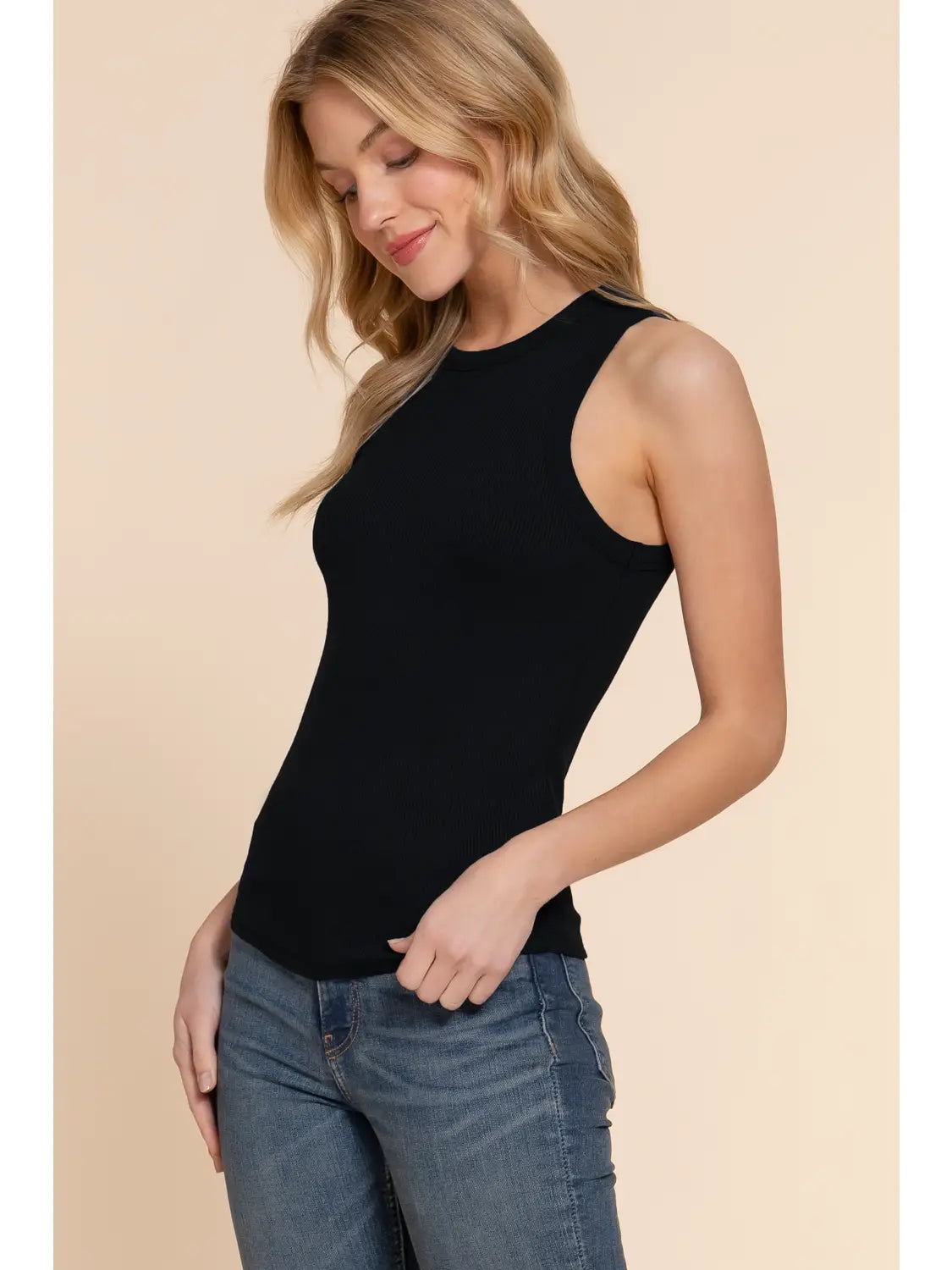 Basic High Knit Top Black