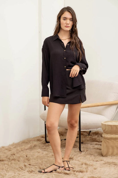 Crinkle LS Button Down